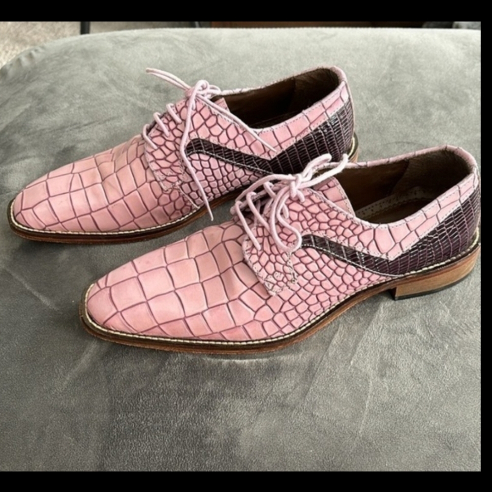 Stacy Adams "Triolo'' Lavender Crocodile / lizard Print Leather Oxford Shoes
